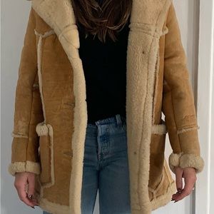 Bespoke real shearling womens vintage coat